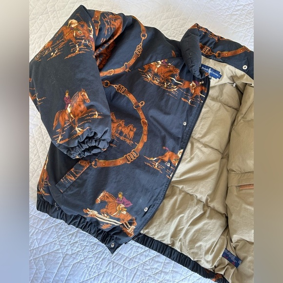 Ralph Lauren Down Filled Bomber Equestrian Jacket Vintage Puffer Horse- RARE - Picture 5 of 9